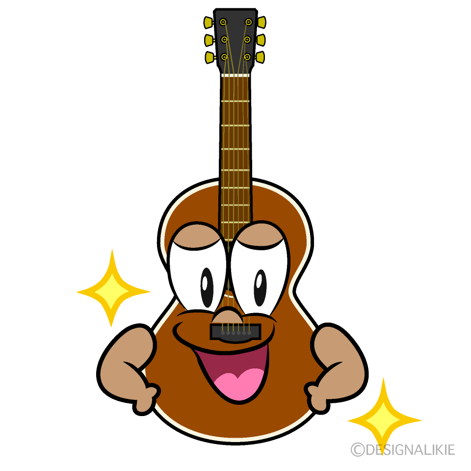 Glitter Guitar Cartoon Character Image