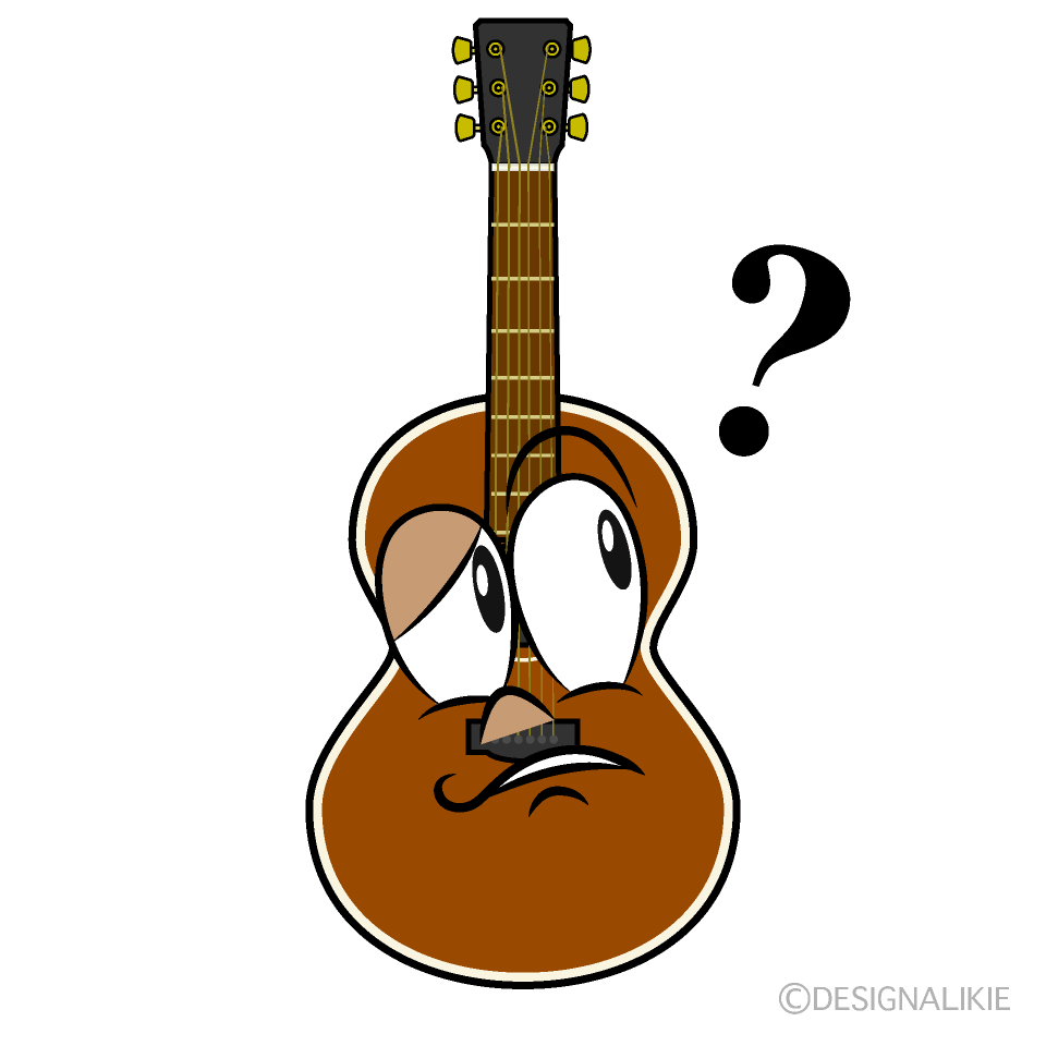 Thinking Guitar Cartoon Character Image