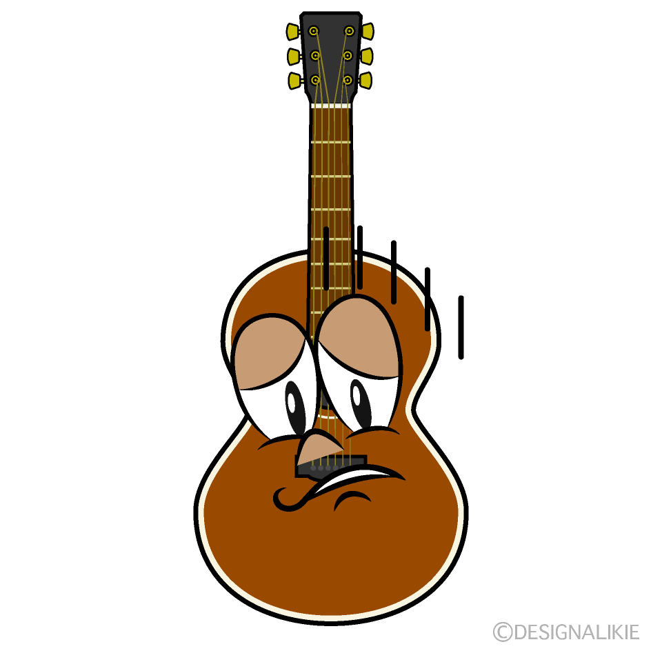 Depressed Guitar Cartoon Character Image