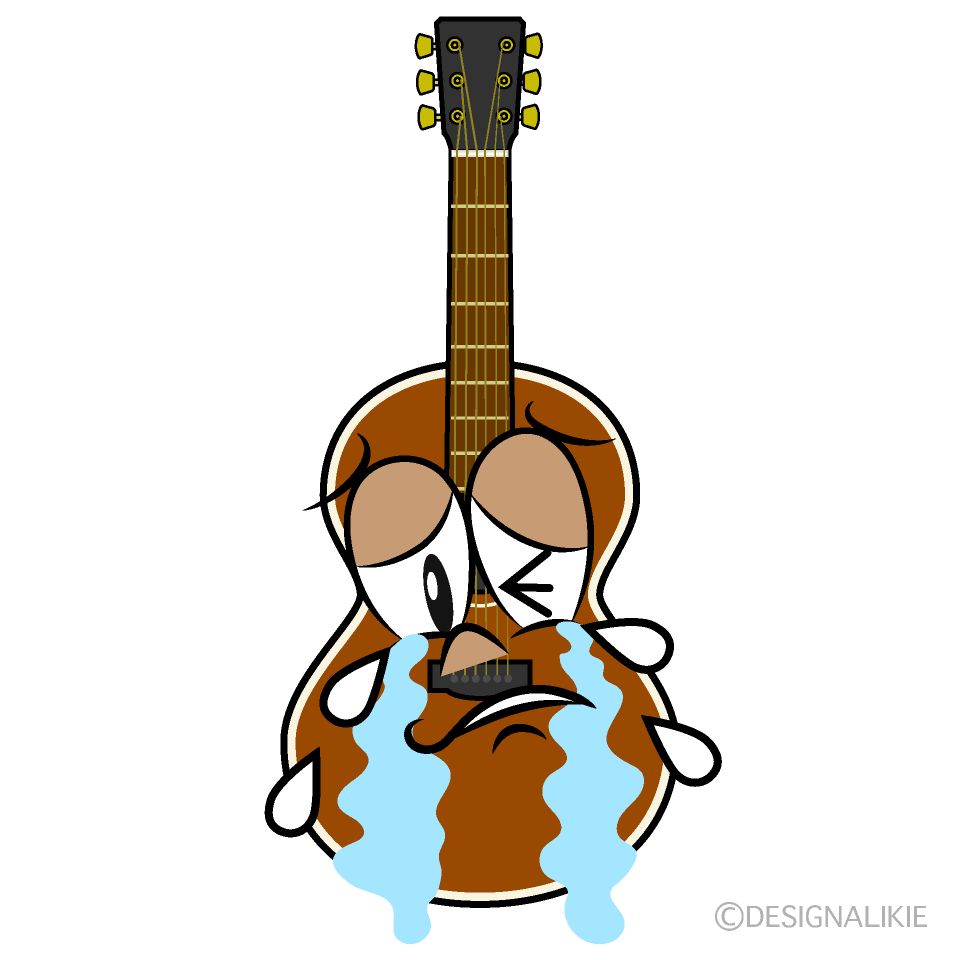 Crying Guitar Cartoon Character Image