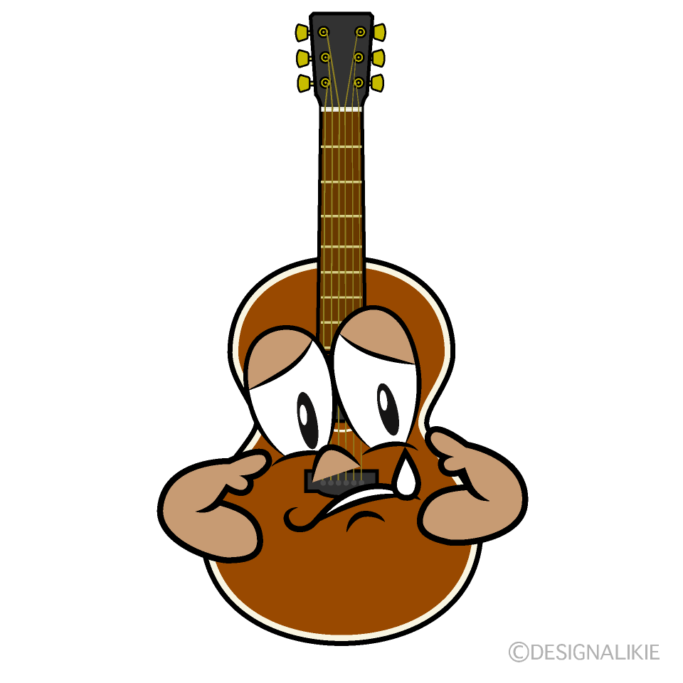 Sad Guitar Cartoon Character Image