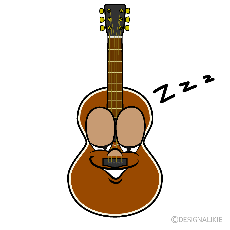 Sleeping Guitar Cartoon Character Image