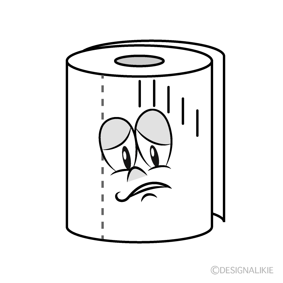 Depressed Toilet Paper Cartoon Character Image