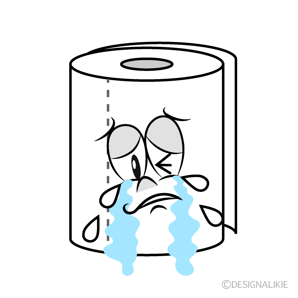 Crying Toilet Paper Cartoon Character Image