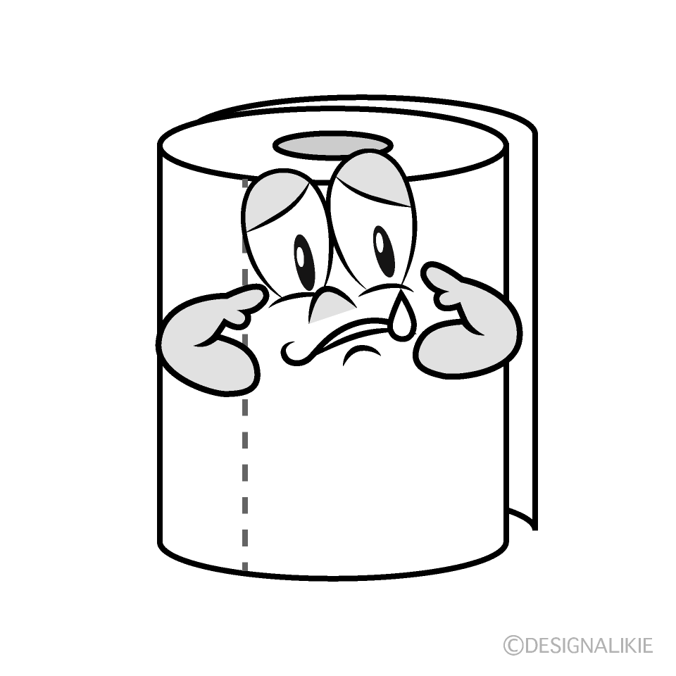 Sad Toilet Paper Cartoon Character Image