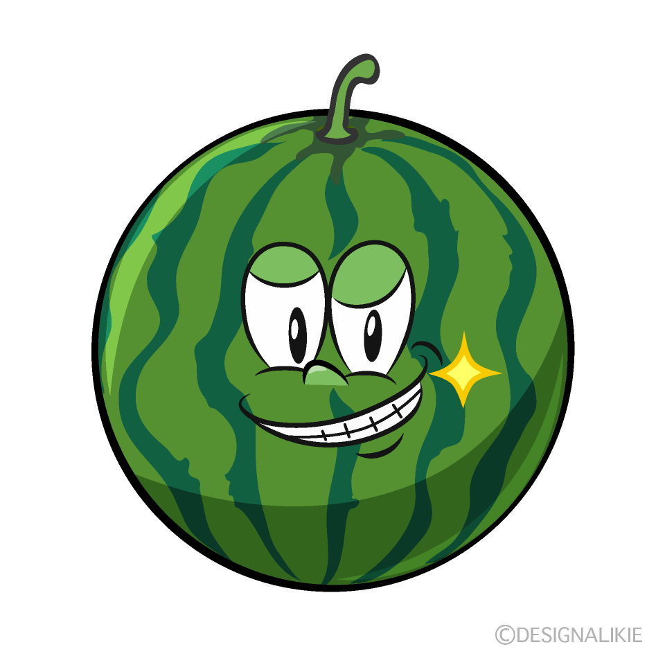 Grinning Watermelon Cartoon Character Image