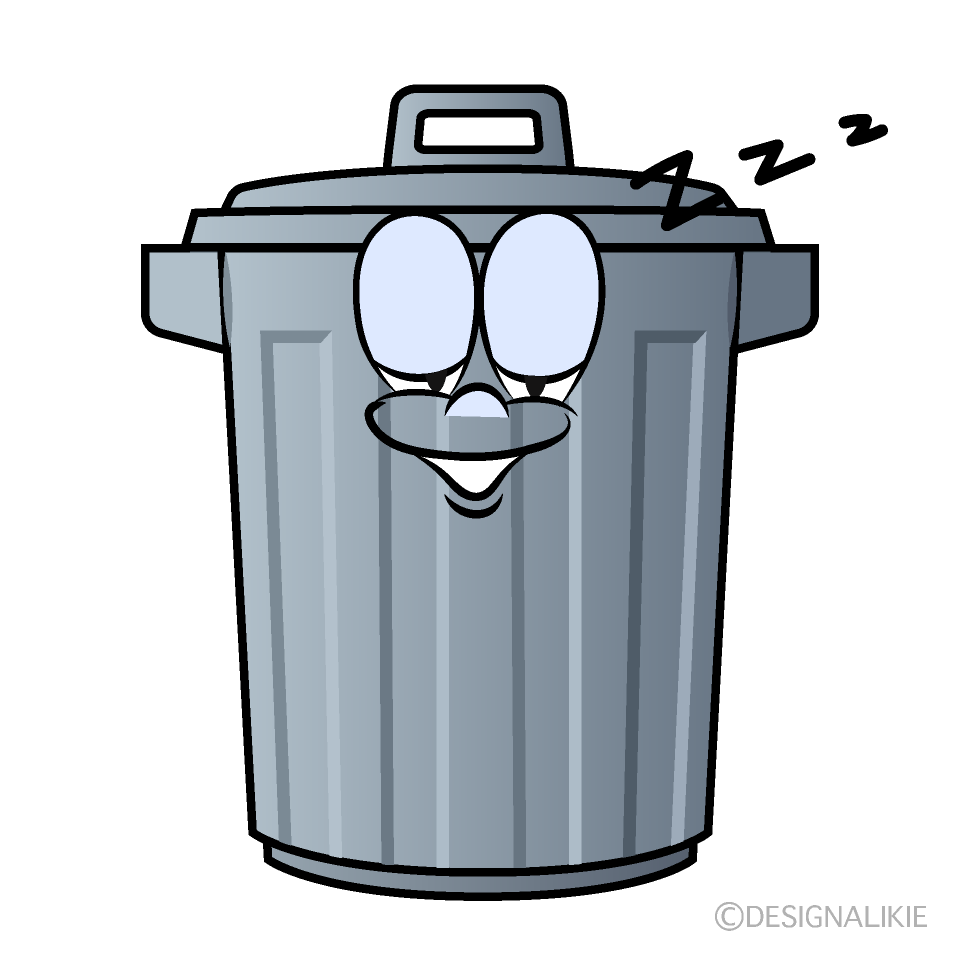 Sleeping Trash Can Cartoon Character Image
