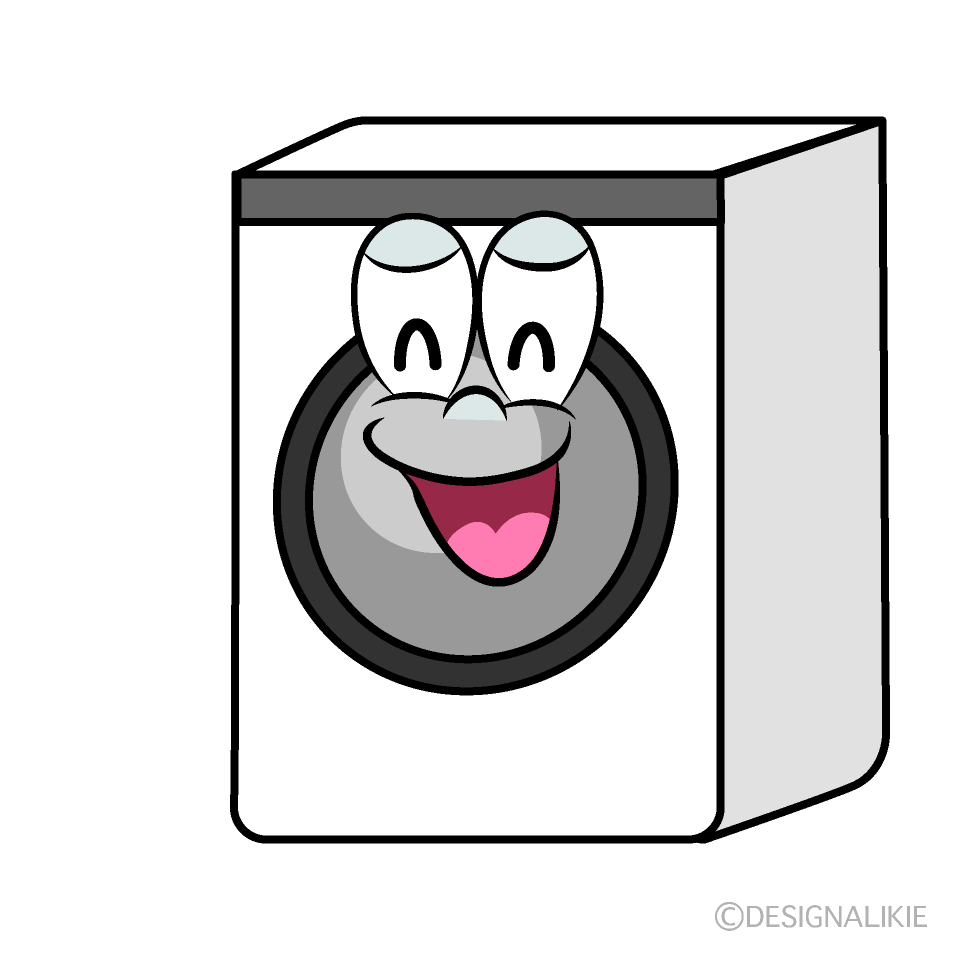 Smiling Washing Machine Cartoon Character Image