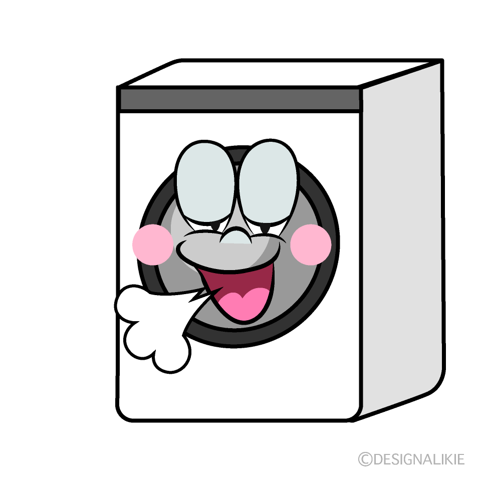 Relaxing Washing Machine Cartoon Character Image