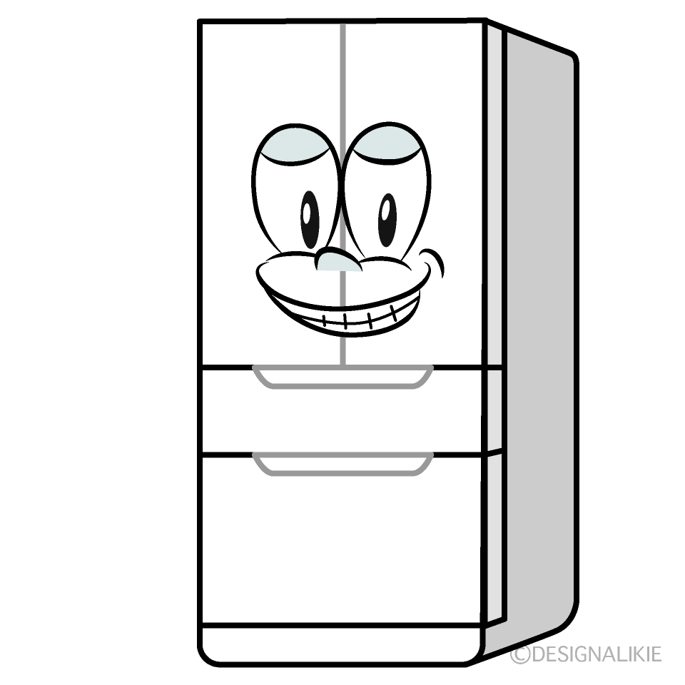 Grinning Refrigerator Cartoon Character Image