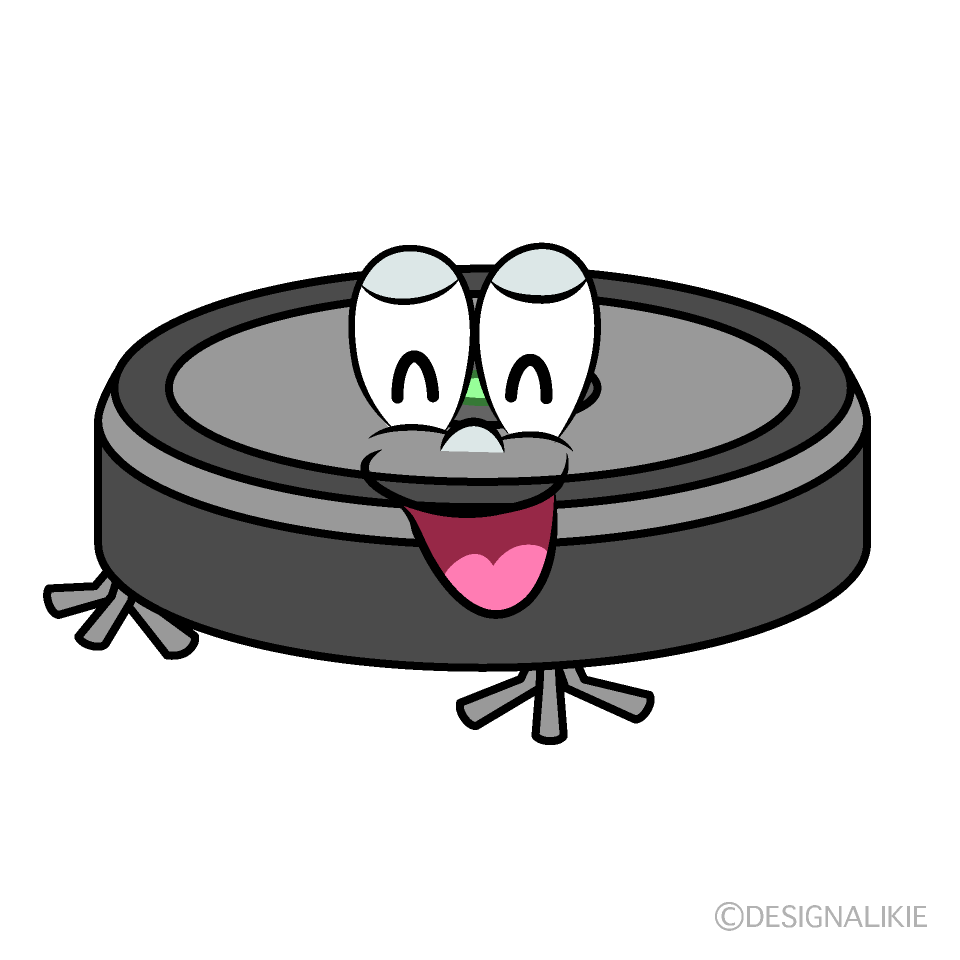 Smiling Robot Vacuum Cartoon Character Image