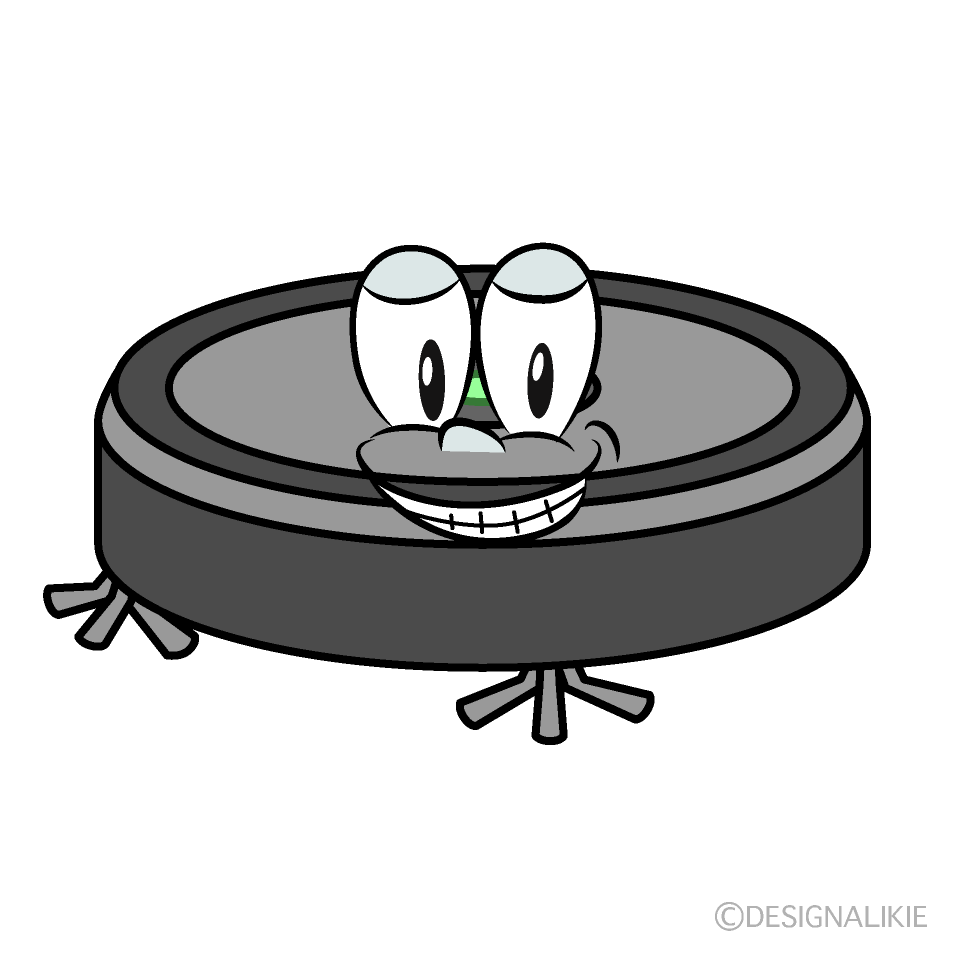 Grinning Robot Vacuum Cartoon Character Image