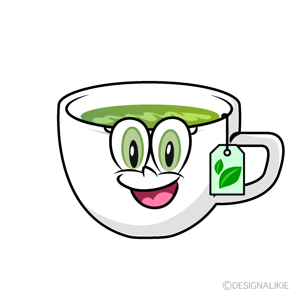 Smiling Green Tea Cartoon Character Image