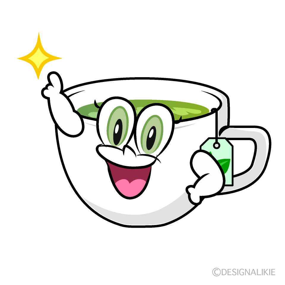 Posing Green Tea Cartoon Character Image