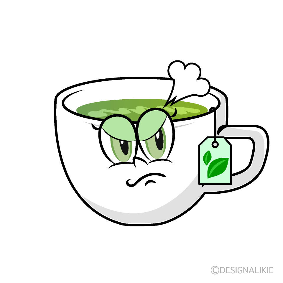 Angry Green Tea Cartoon Character Image