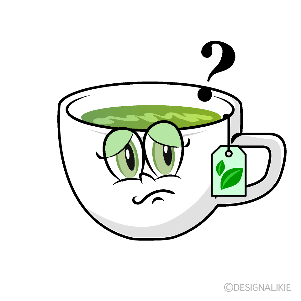 Thinking Green Tea Cartoon Character Image