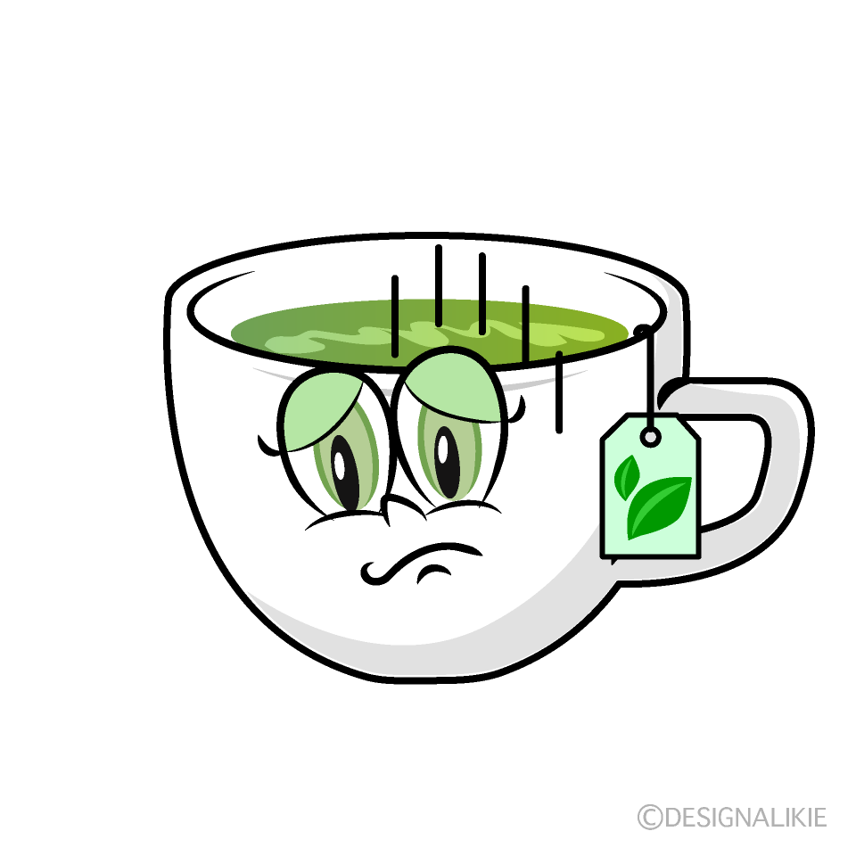 Depressed Green Tea Cartoon Character Image