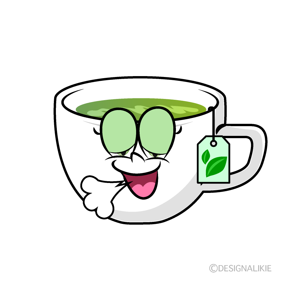 Relaxing Green Tea Cartoon Character Image