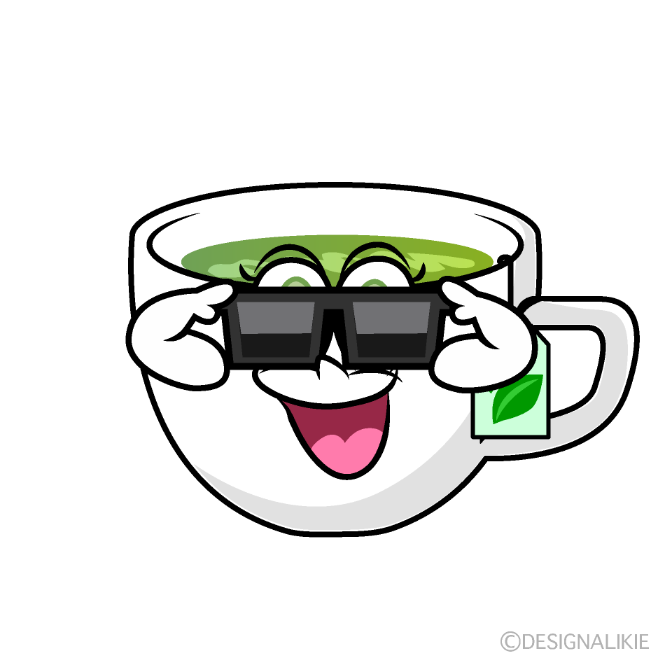 Cool Green Tea Cartoon Character Image