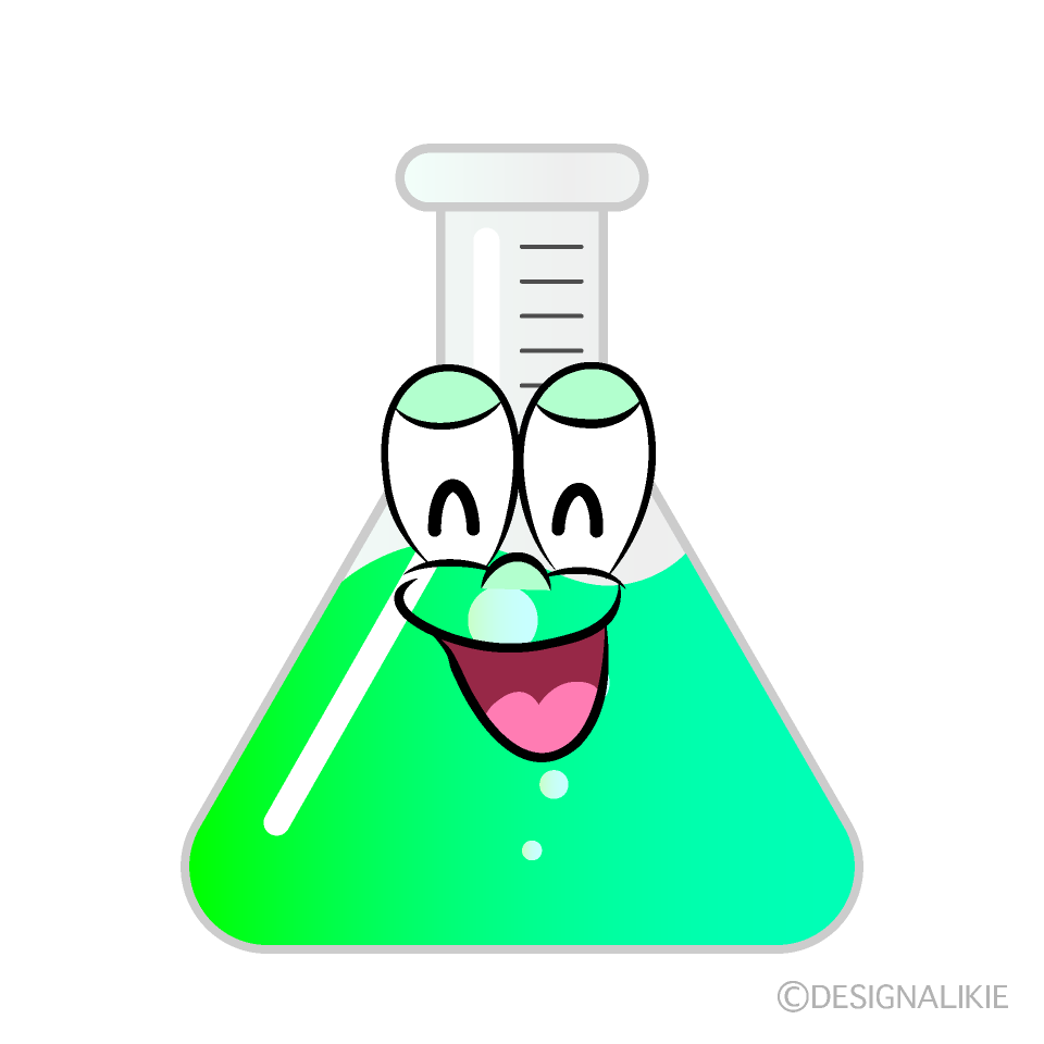 Smiling Erlenmeyer Flask Cartoon Character Image