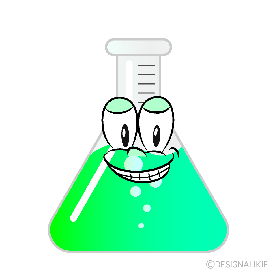 Grinning Erlenmeyer Flask Cartoon Character Image