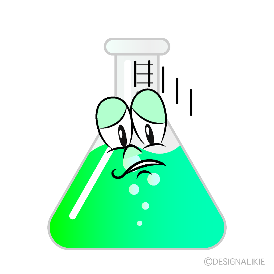 Depressed Erlenmeyer Flask Cartoon Character Image