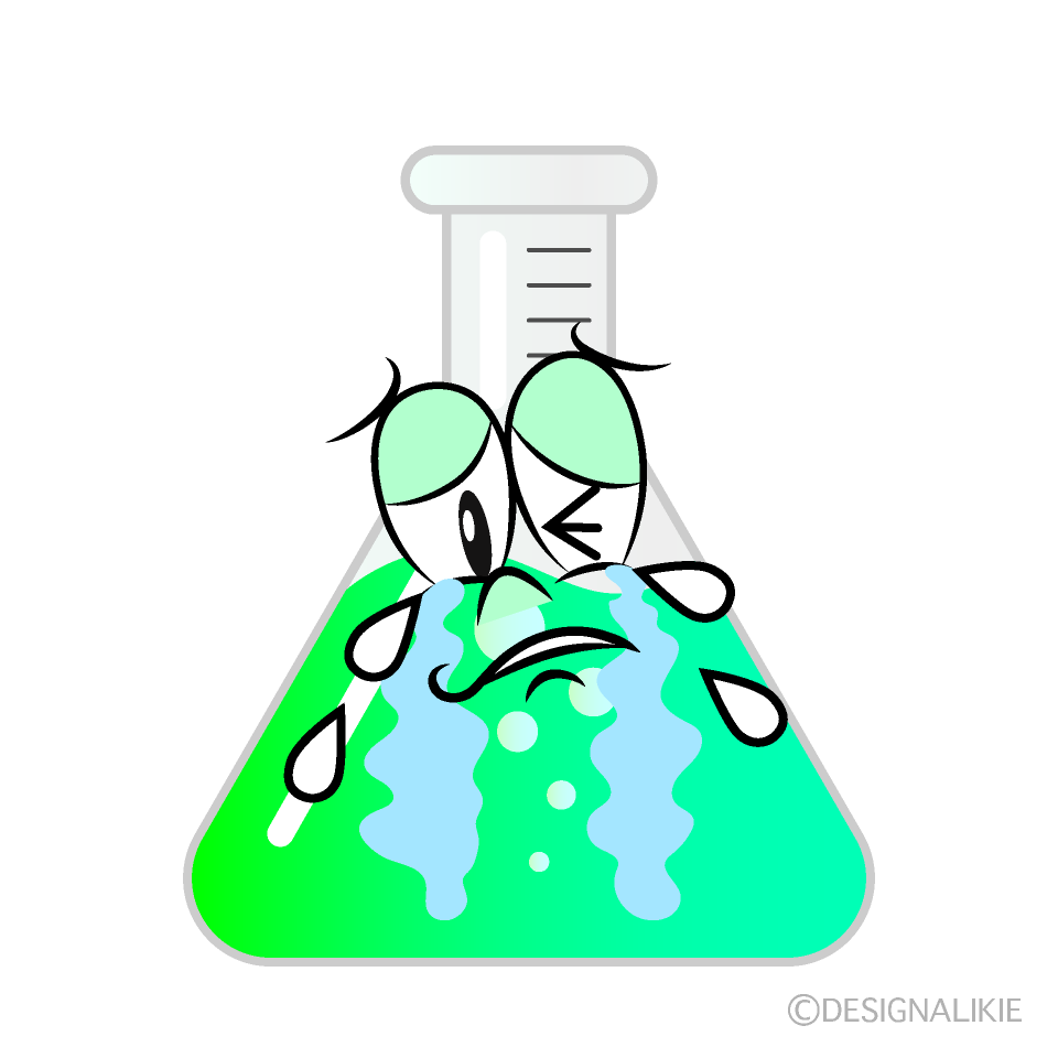Crying Erlenmeyer Flask Cartoon Character Image