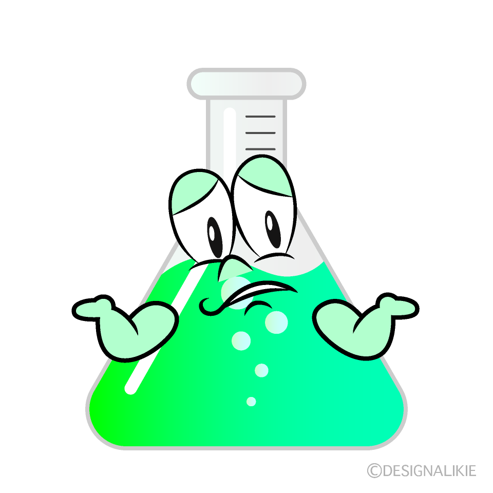 Troubled Erlenmeyer Flask Cartoon Character Image
