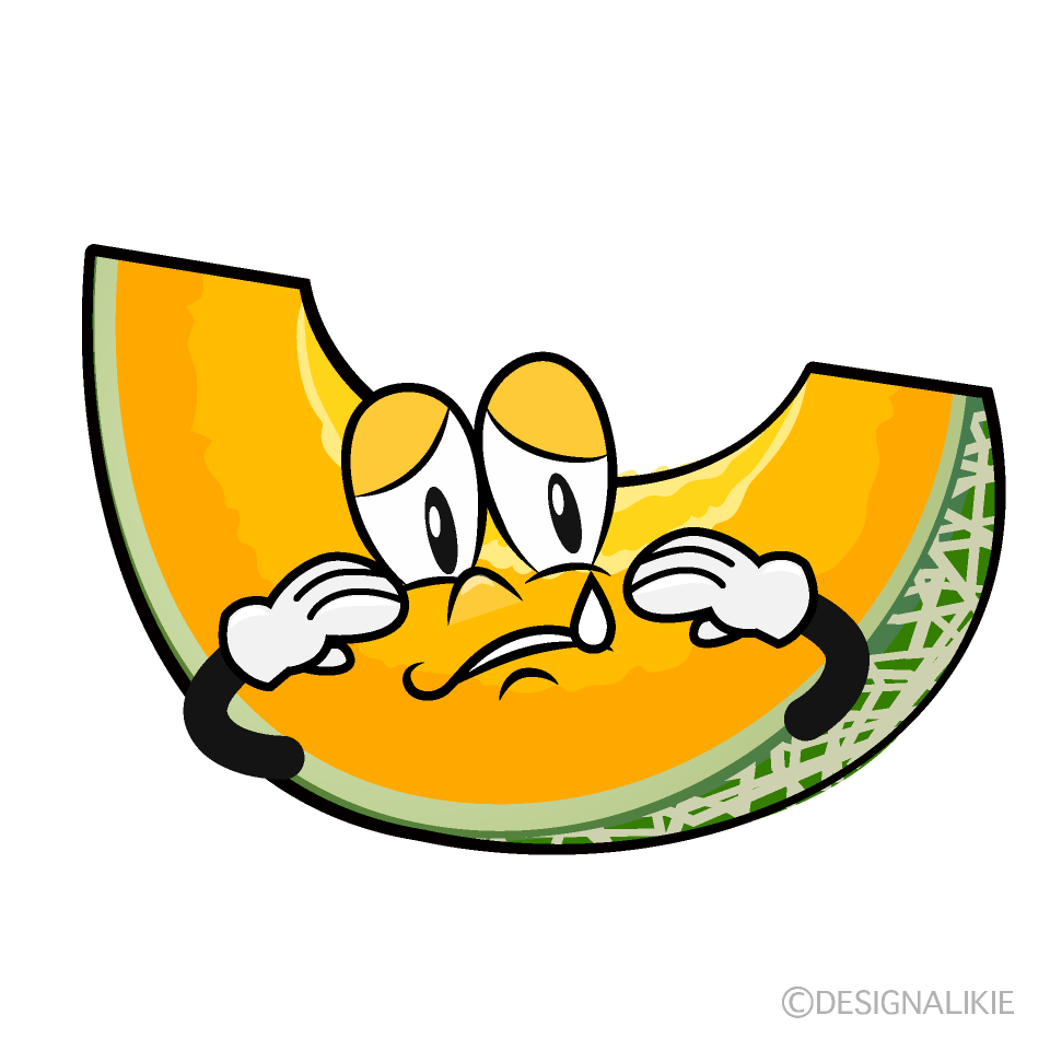 Sad Cantaloupe Cartoon Character Image