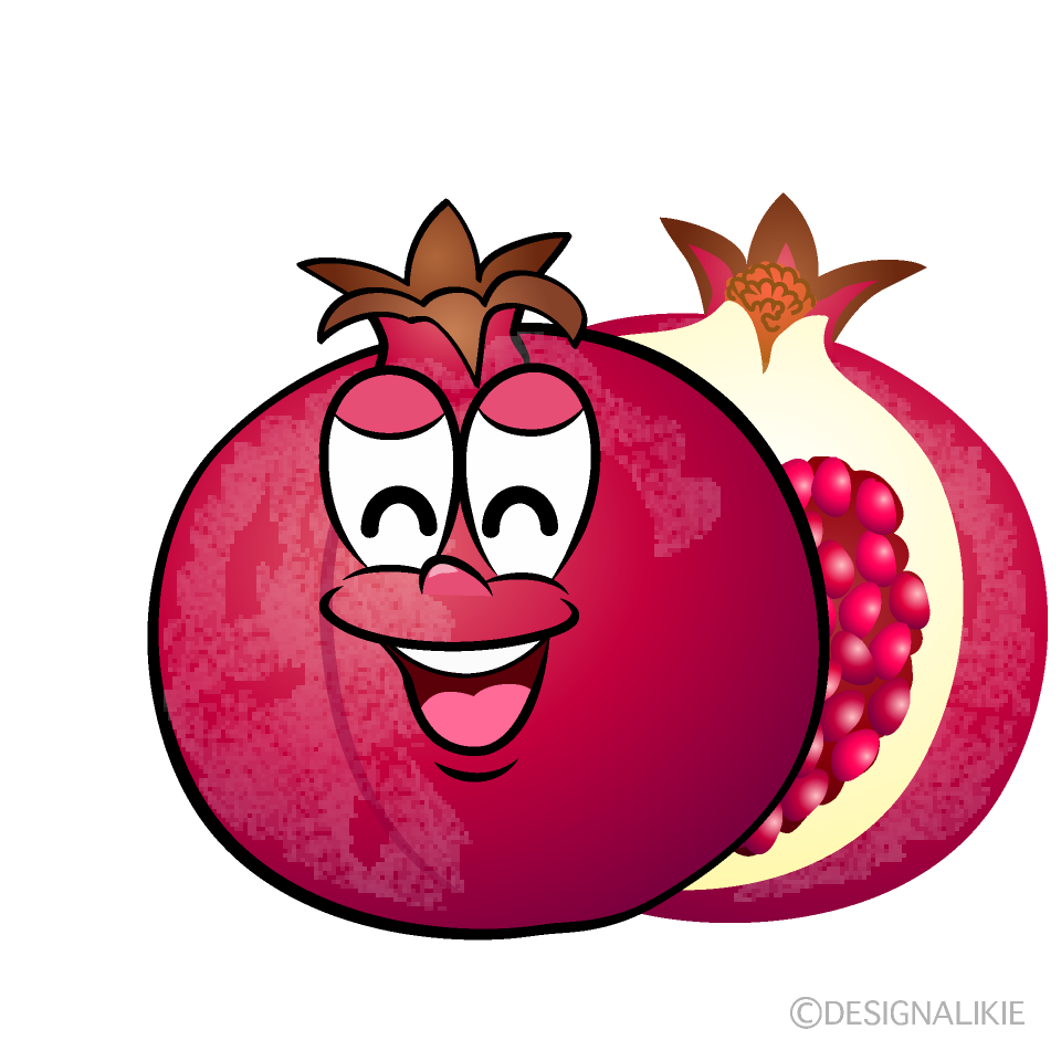 Smiling Pomegranate Cartoon Character Image