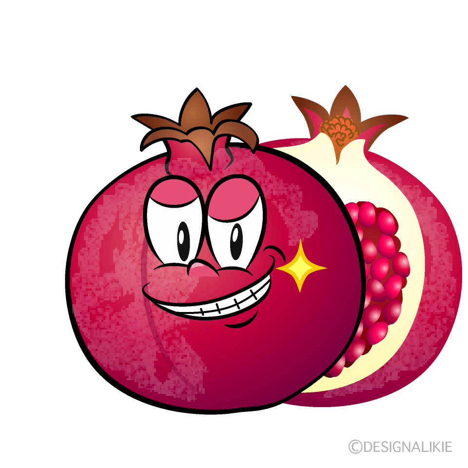 Grinning Pomegranate Cartoon Character Image