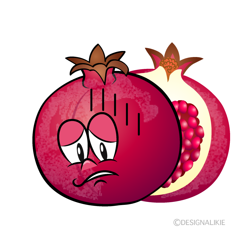 Depressed Pomegranate Cartoon Character Image