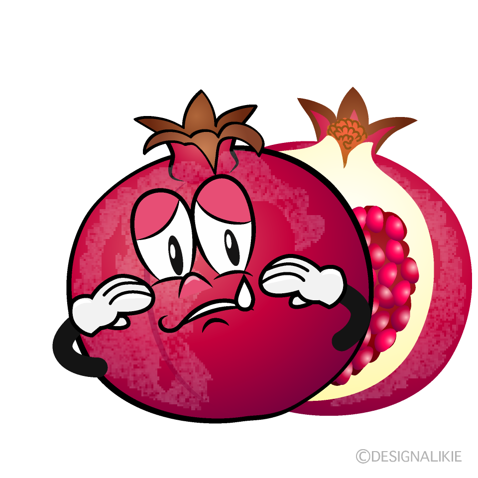 Sad Pomegranate Cartoon Character Image