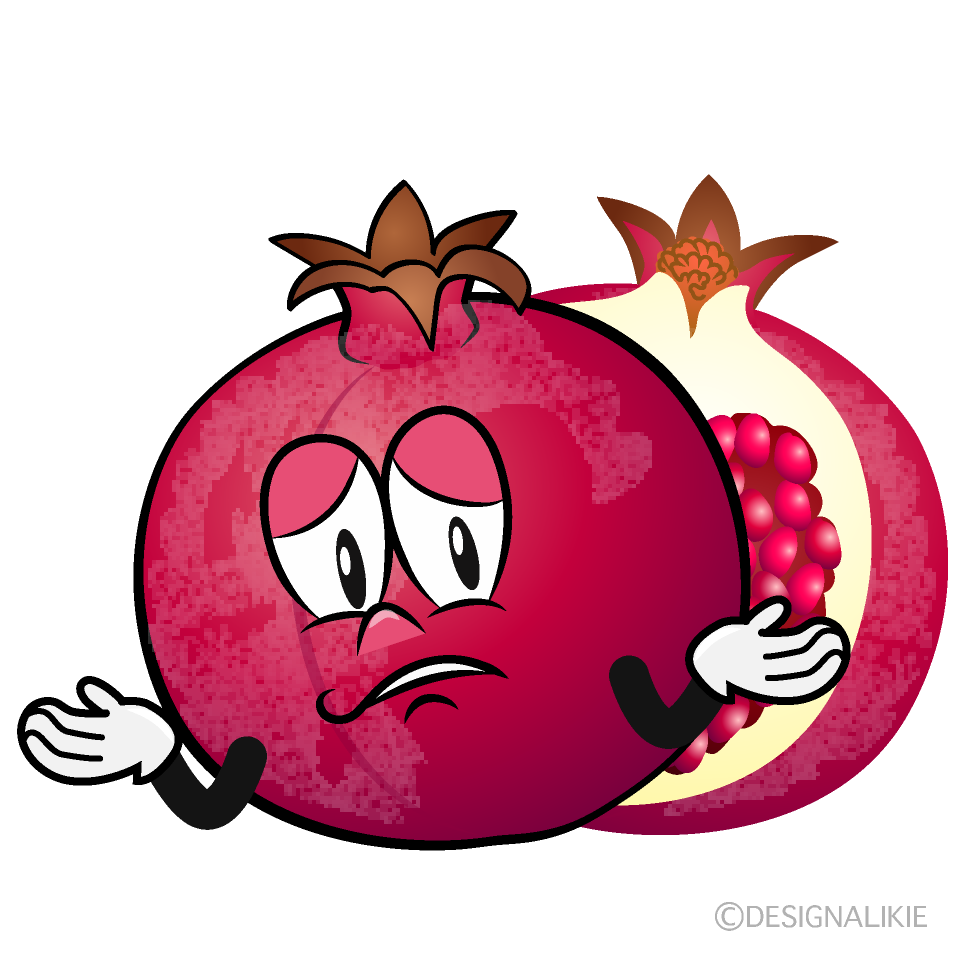 Troubled Pomegranate Cartoon Character Image
