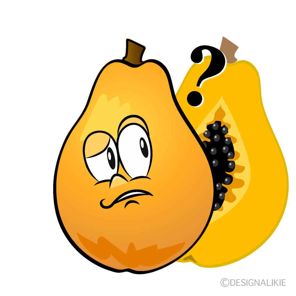 Thinking Papaya Cartoon Character Image