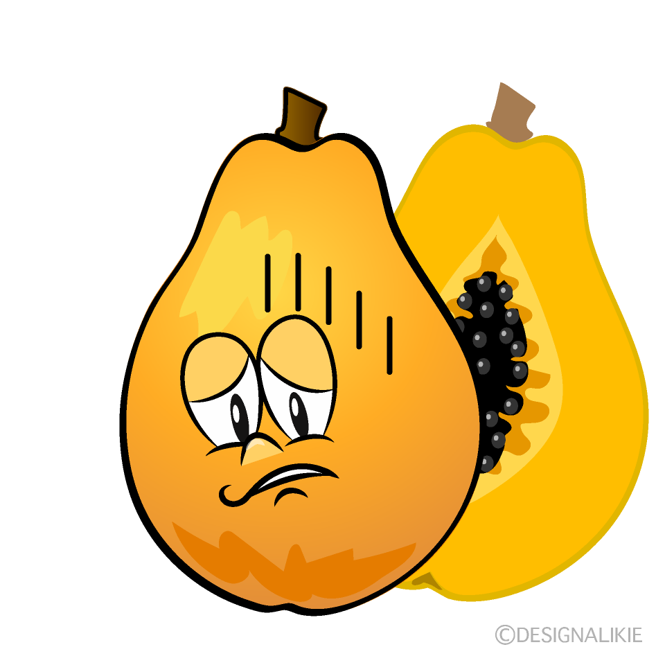 Depressed Papaya Cartoon Character Image