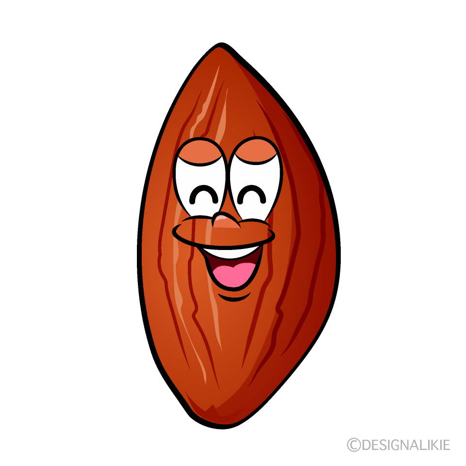 Smiling Almond Cartoon Character Image