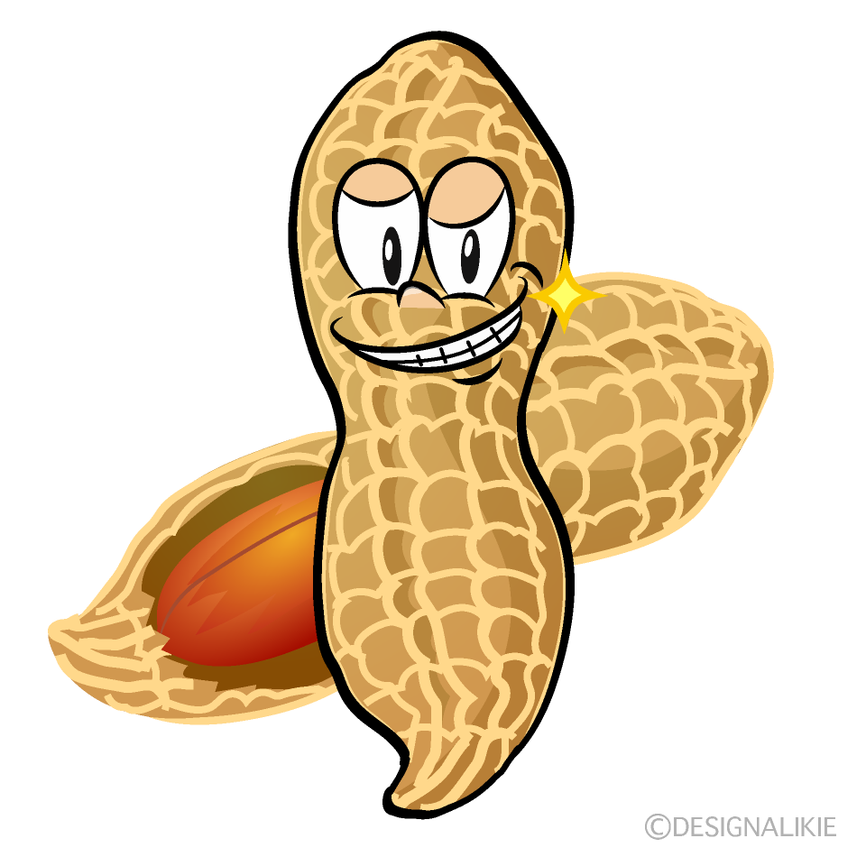 Grinning Peanut Cartoon Character Image