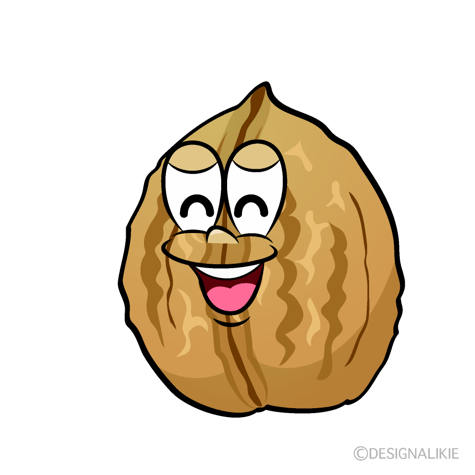Smiling Walnut Cartoon Character Image