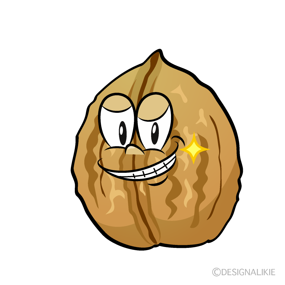 Grinning Walnut Cartoon Character Image