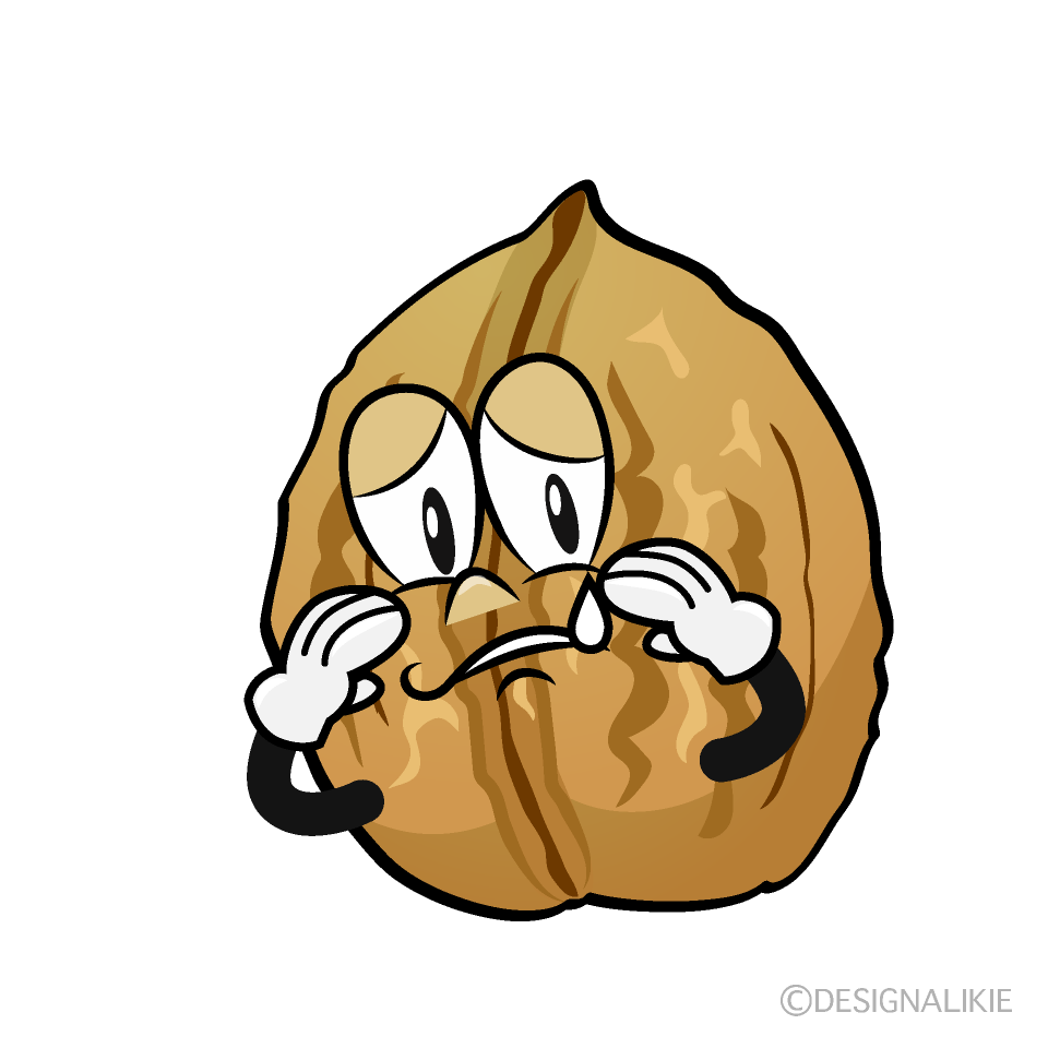 Sad Walnut Cartoon Character Image