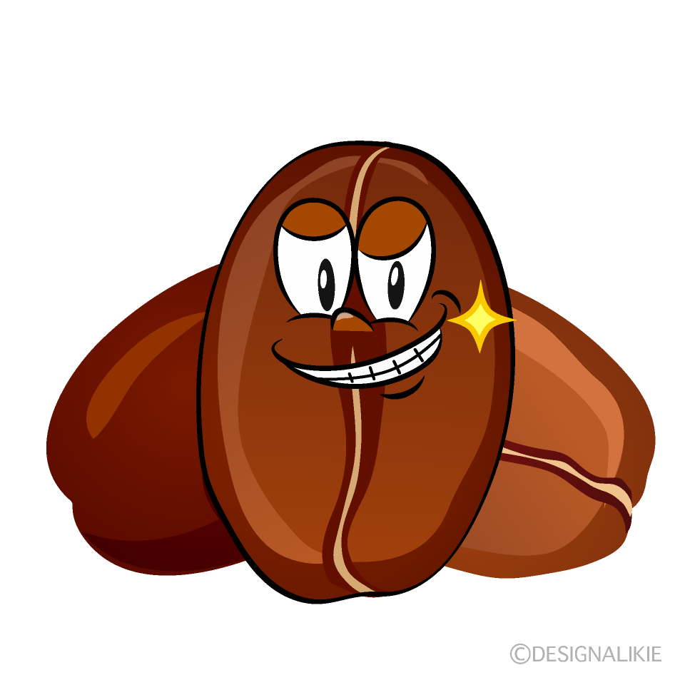 Grinning Coffee Bean Cartoon Character Image