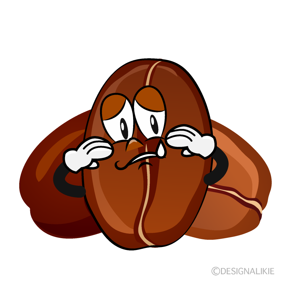 Sad Coffee Bean Cartoon Character Image