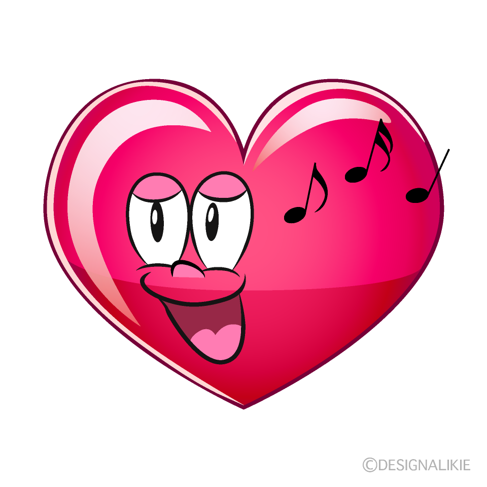 Singing Heart Symbol Cartoon Character Image
