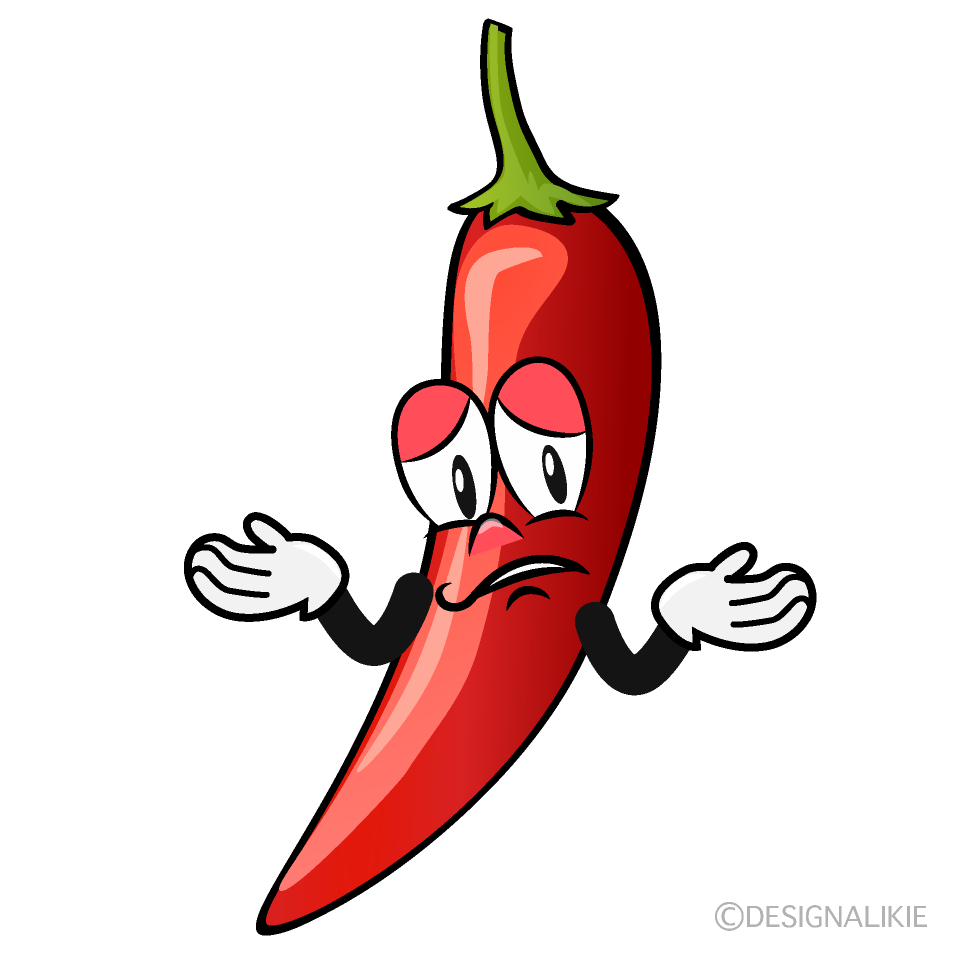 Troubled Chili Pepper Cartoon Character Image