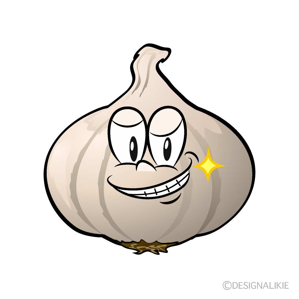 Grinning Garlic Cartoon Character Image
