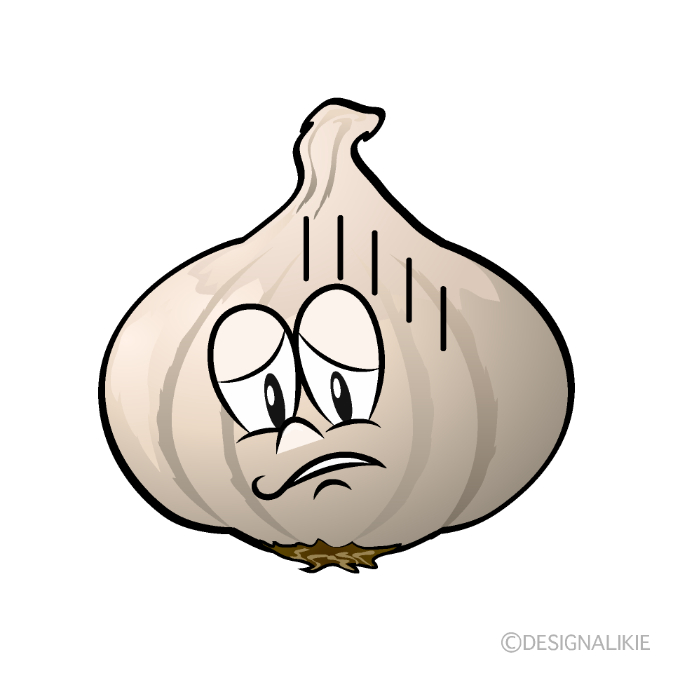 Depressed Garlic Cartoon Character Image