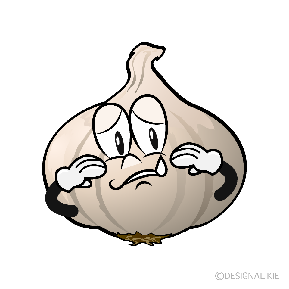 Sad Garlic Cartoon Character Image