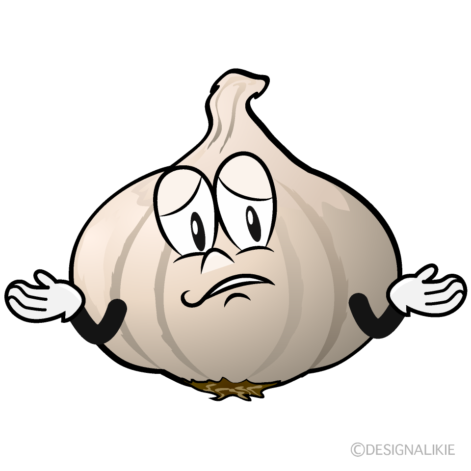 Troubled Garlic Cartoon Character Image