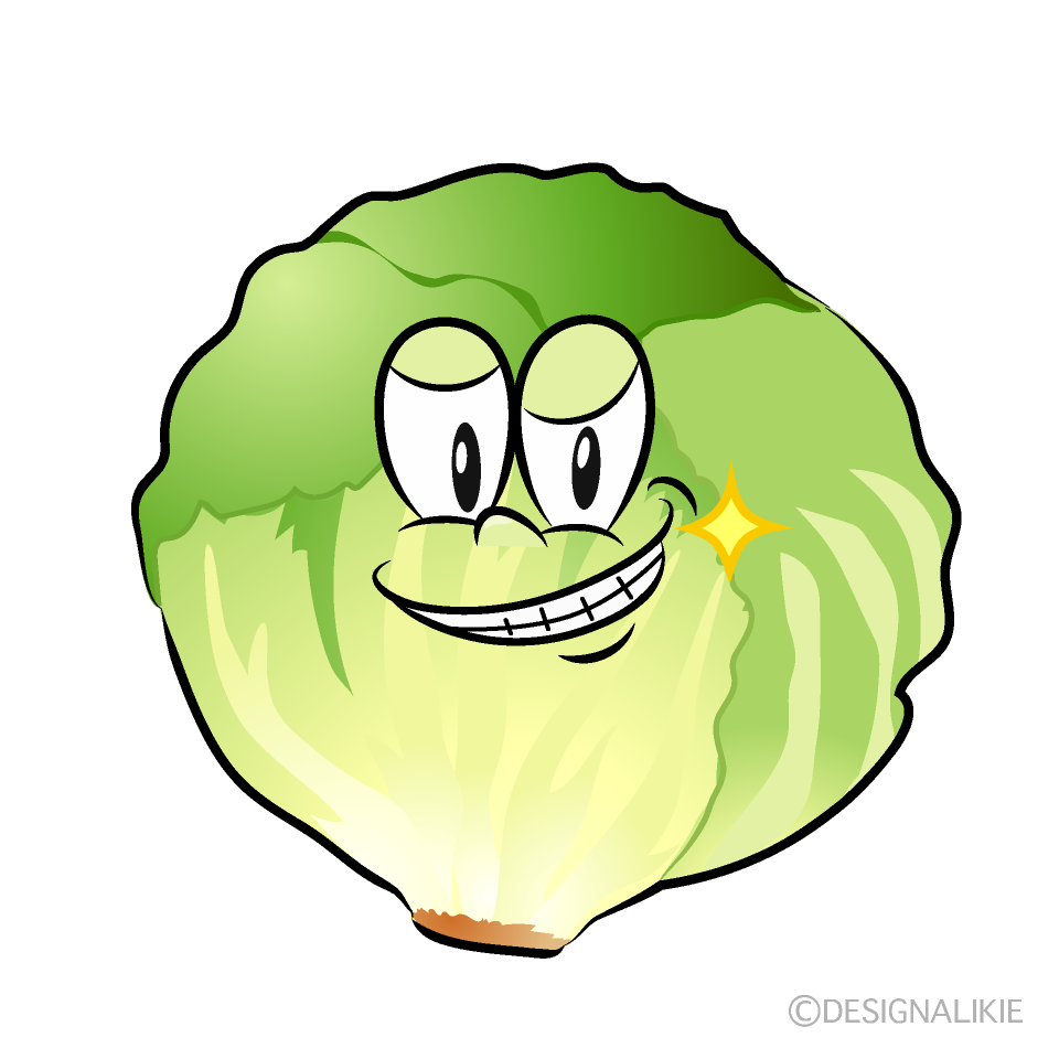 Grinning Lettuce Cartoon Character Image